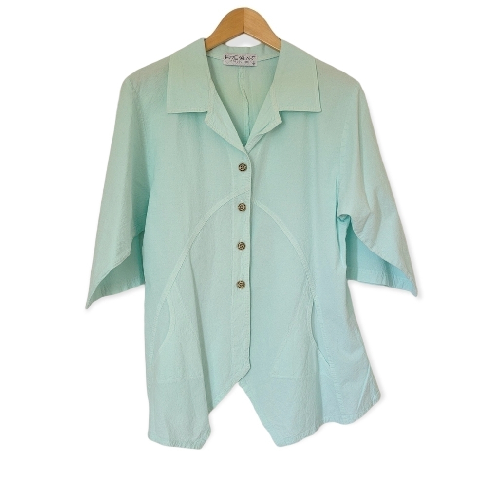 Ezze Wear Button Down Cotton Top | size SMALL